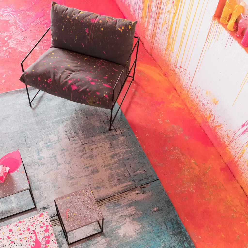 Tapis design contemporain KARE - Motif abstrait en nuances pastel, Dimensions généreuses 240x170 cm