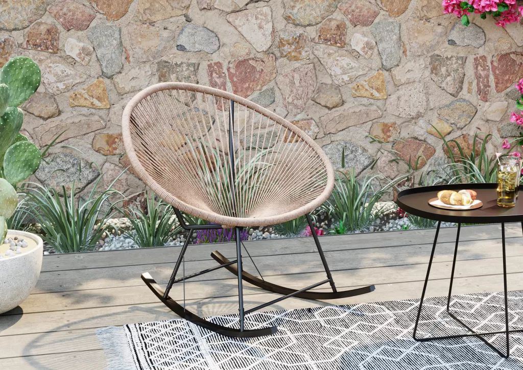 Fauteuil berçant Acapulco en rotin naturel - Design intemporel KARE Collection