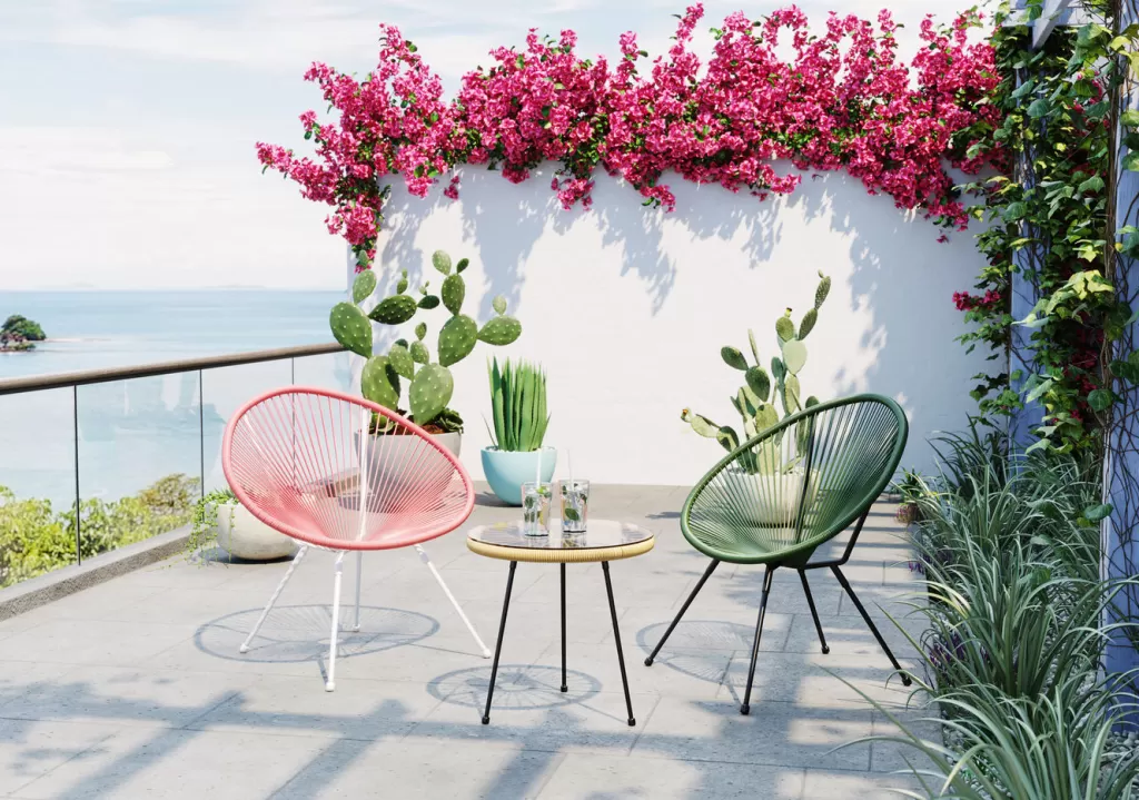 Fauteuil Acapulco Confortable par KARE Design – Vert Forêt Tissu Résistant (Relaxation Intérieure/Extérieure)