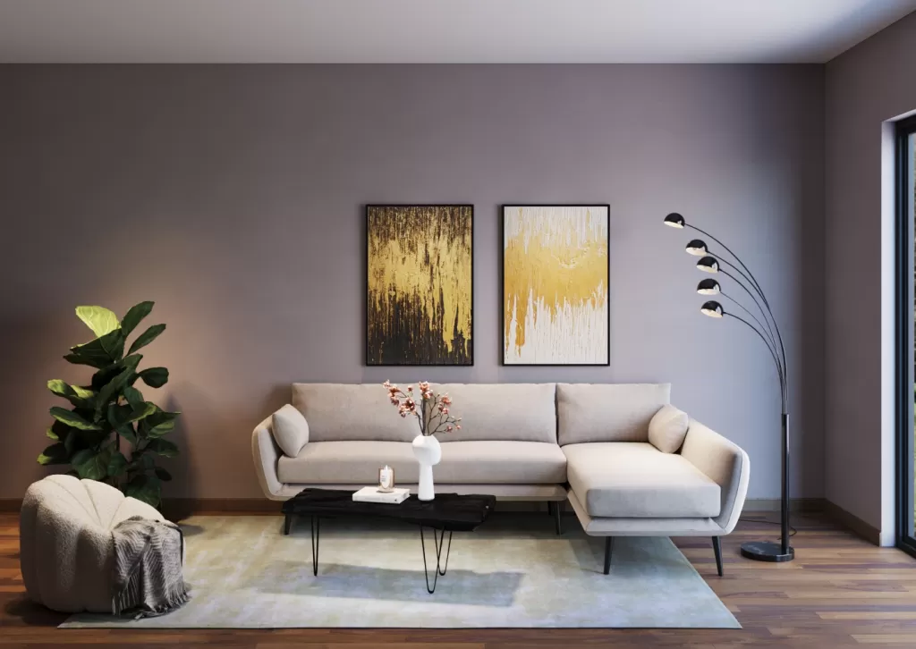 Canapé d'angle design Amalfi - Modèle droit 275 cm en crème par KARE Design, confort élégant pour salon raffiné