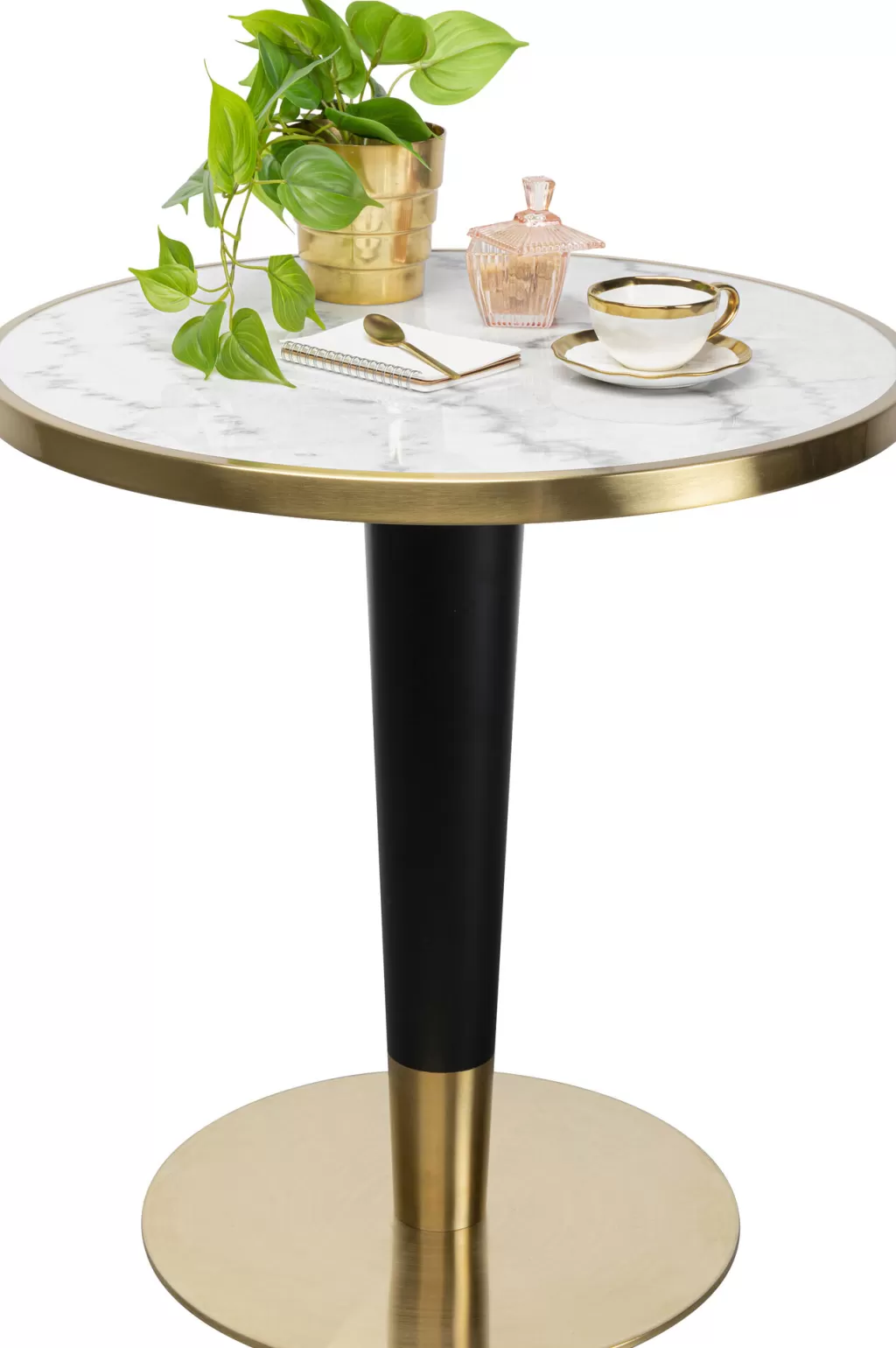 Table Bistro Amalia par KARE Design - Plateau marbre et structure acier élégante diamètre 70 cm