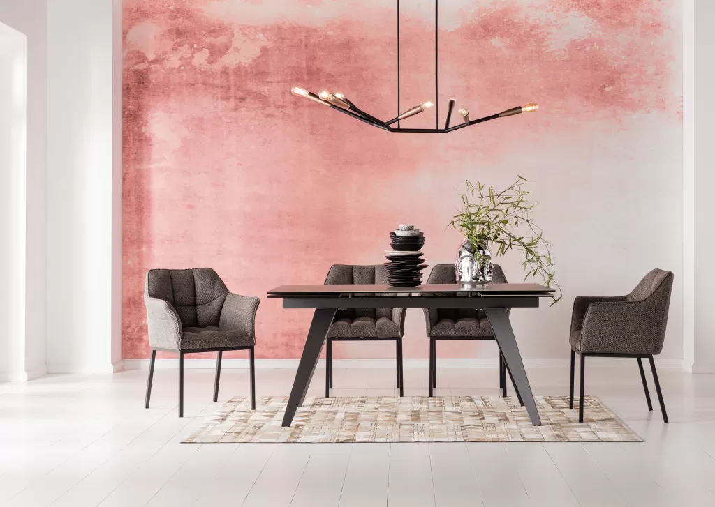 Table extensible Amsterdam Dark - Design modulable 200 cm (2x45 + 110) x 100 cm - KARE Collection Urbaine 

Surface mélaminé résistant aux rayures, piètement métal brossé. Configuration flexible pour salle à manger ou bureau. Dimensions totales : longueur 200 cm / profondeur 100 cm. Modules d'extension latéraux de 45 cm. Style contemporain à inspiration néerlandaise. Parfaite pour espaces modernes.