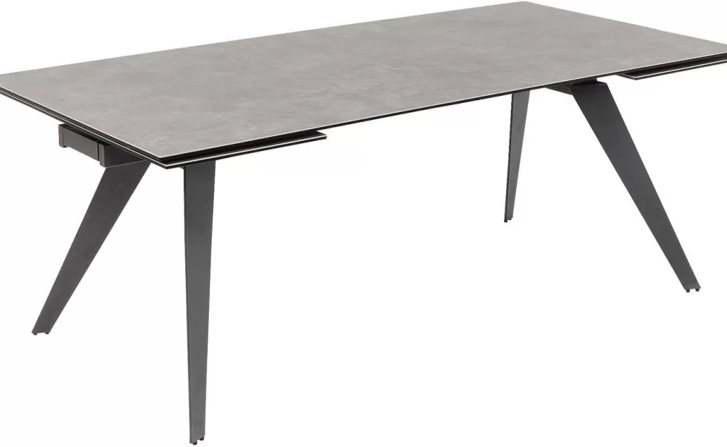 Table extensible Amsterdam Dark - Design modulable 200 cm (2x45 + 110) x 100 cm - KARE Collection Urbaine 

Surface mélaminé résistant aux rayures, piètement métal brossé. Configuration flexible pour salle à manger ou bureau. Dimensions totales : longueur 200 cm / profondeur 100 cm. Modules d'extension latéraux de 45 cm. Style contemporain à inspiration néerlandaise. Parfaite pour espaces modernes.