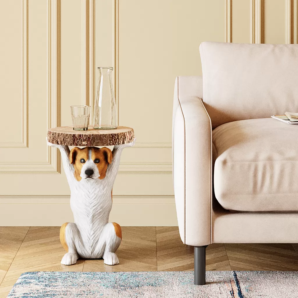 Table d'appoint design Mr. Jack avec motif chien - KARE Design - Diamètre 33 cm - Décoration élégante pour salon moderne