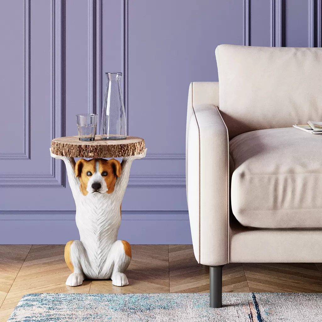 Table d'appoint design Mr. Jack avec motif chien - KARE Design - Diamètre 33 cm - Décoration élégante pour salon moderne