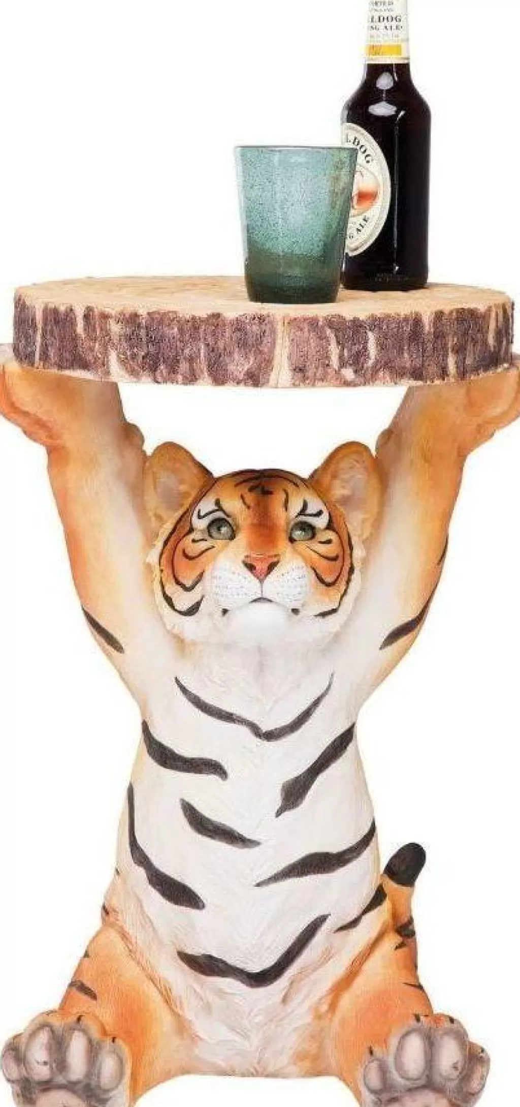 KARE Design - Table Basse Animal Tigre en Métal, Design Scandinave avec Motif Félin - Diamètre 35 cm (Moderne Table d'Appoint pour Salon Élégante)