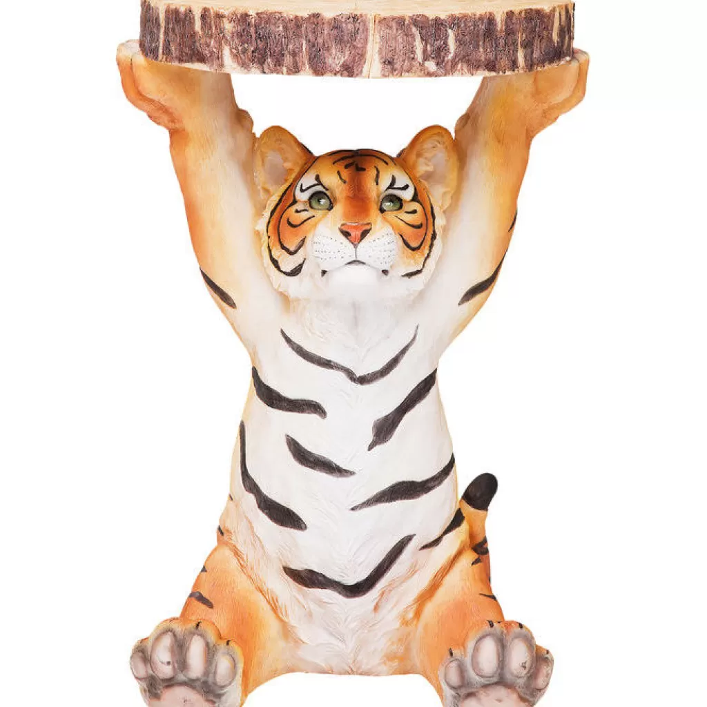 KARE Design - Table Basse Animal Tigre en Métal, Design Scandinave avec Motif Félin - Diamètre 35 cm (Moderne Table d'Appoint pour Salon Élégante)