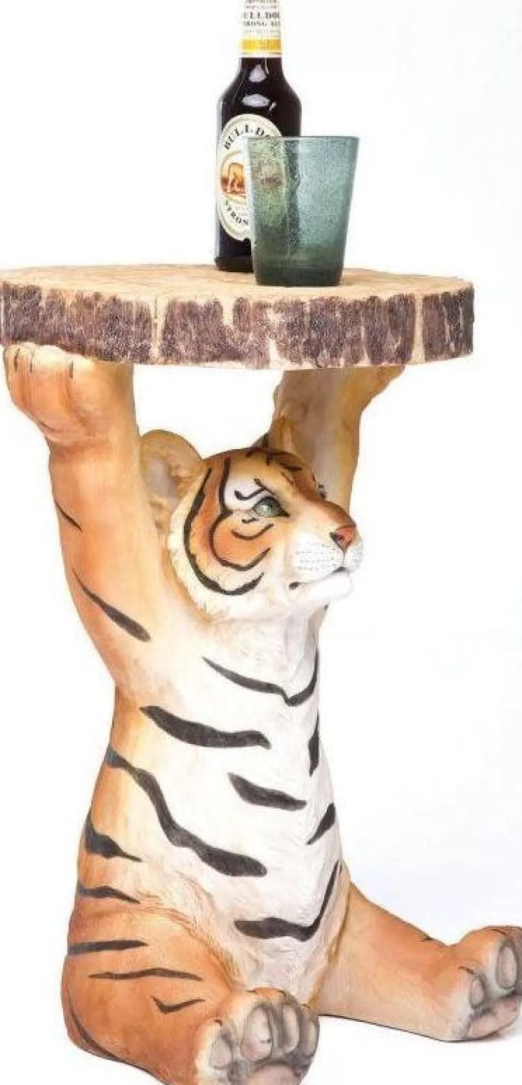 KARE Design - Table Basse Animal Tigre en Métal, Design Scandinave avec Motif Félin - Diamètre 35 cm (Moderne Table d'Appoint pour Salon Élégante)