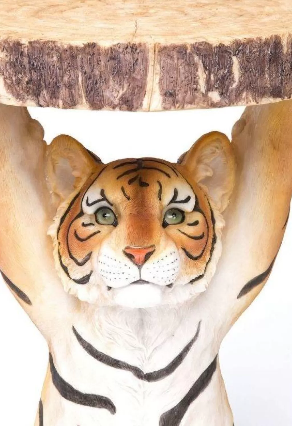 KARE Design - Table Basse Animal Tigre en Métal, Design Scandinave avec Motif Félin - Diamètre 35 cm (Moderne Table d'Appoint pour Salon Élégante)