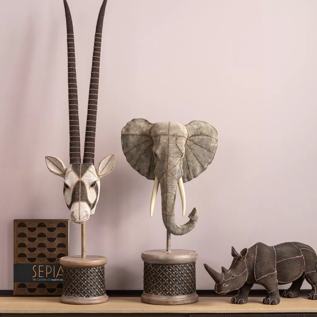 KARE Design - Sculpture Murale Élégante Tête d'Antilope avec Perles Cristallines - Décoration Contemporaine 124 cm