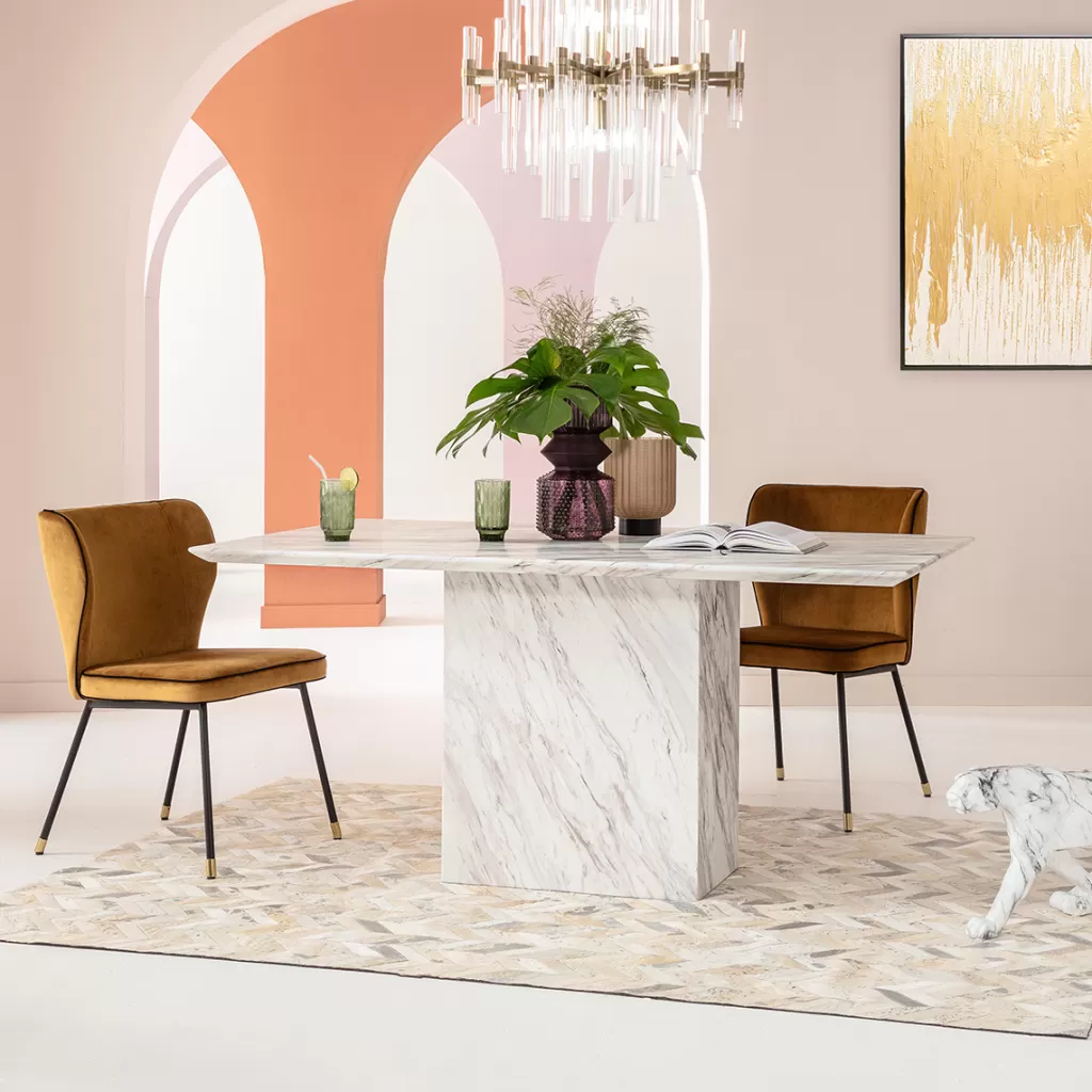 Table de Salle à Manger Élégante en Marbre Artistico - Design Contemporain KARE, 160 x 90 cm - Décoration Raffinée avec Surface Luxueuse