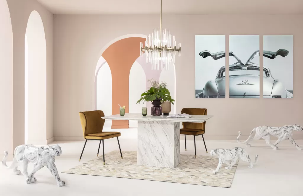 Table de Salle à Manger Élégante en Marbre Artistico - Design Contemporain KARE, 160 x 90 cm - Décoration Raffinée avec Surface Luxueuse
