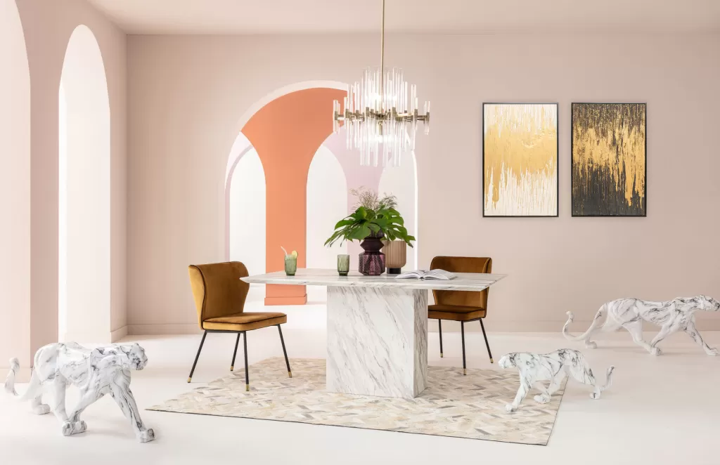 Table de Salle à Manger Élégante en Marbre Artistico - Design Contemporain KARE, 160 x 90 cm - Décoration Raffinée avec Surface Luxueuse