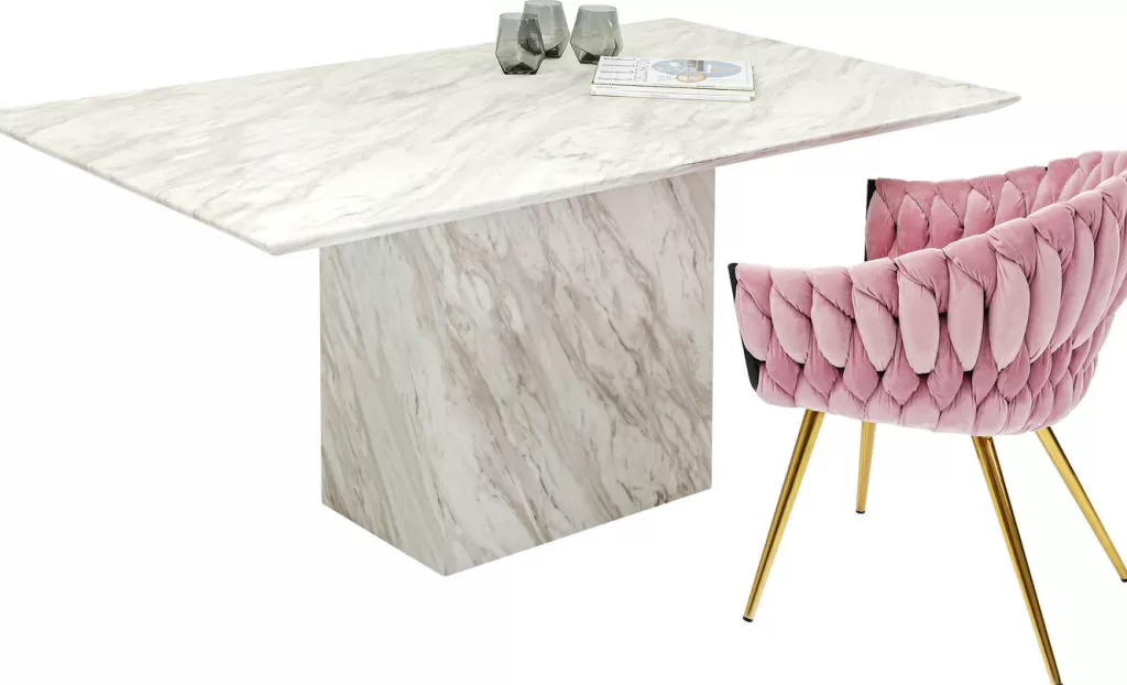 Table de Salle à Manger Élégante en Marbre Artistico - Design Contemporain KARE, 160 x 90 cm - Décoration Raffinée avec Surface Luxueuse