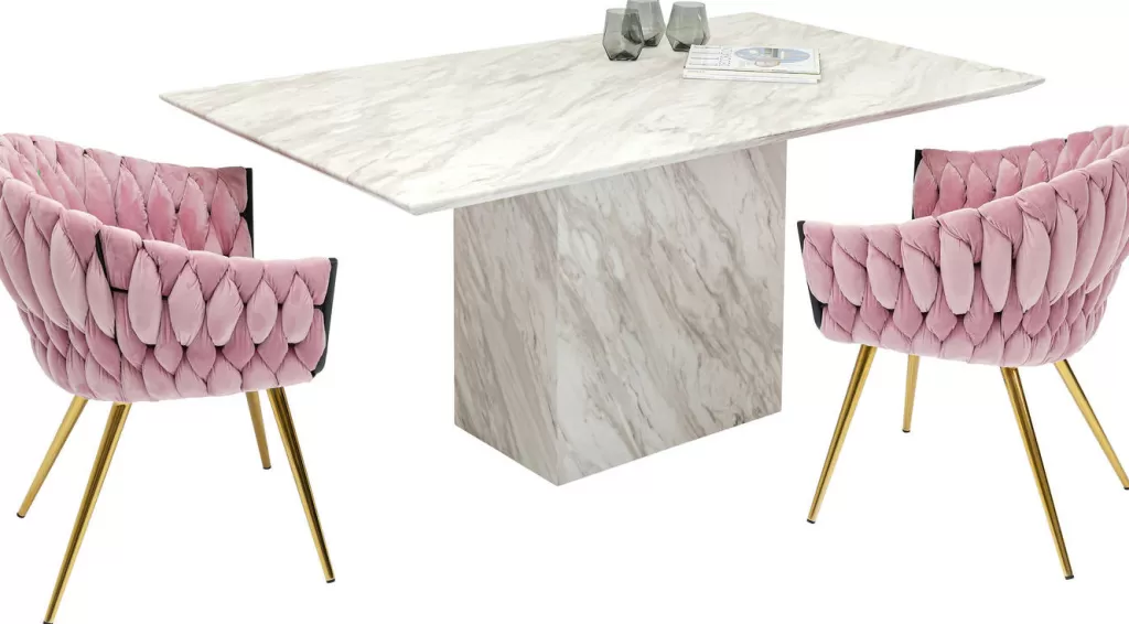 Table de Salle à Manger Élégante en Marbre Artistico - Design Contemporain KARE, 160 x 90 cm - Décoration Raffinée avec Surface Luxueuse