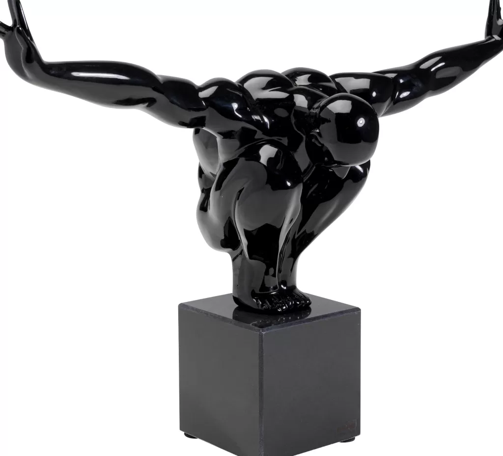 KARE Design - Figurine Athlète Atleetti en Noir Mat, Décoration d'Intérieur Moderne 75 cm - Idéal pour Salon Contemporain