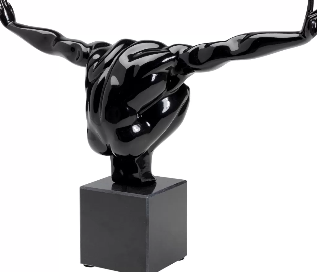 KARE Design - Figurine Athlète Atleetti en Noir Mat, Décoration d'Intérieur Moderne 75 cm - Idéal pour Salon Contemporain