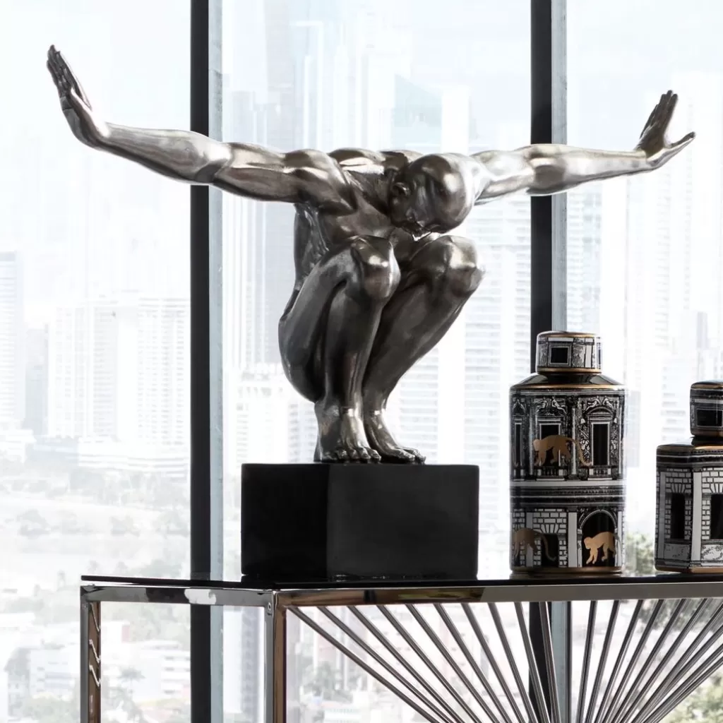 KARE Design® - Sculpture Athlète XL « Champion » en Argent Brillant - Objet Décoratif Moderne pour Intérieur Élégant