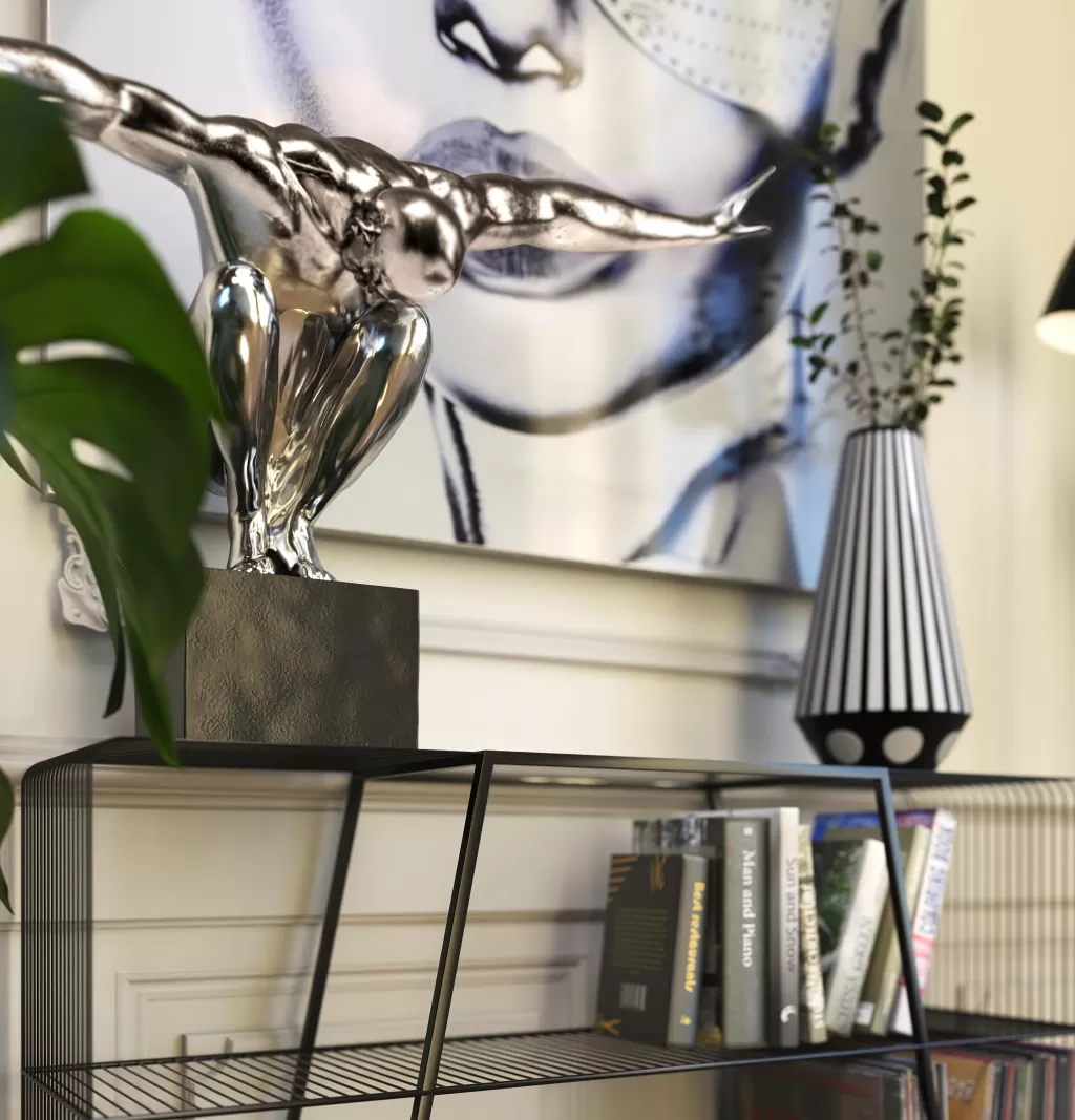 KARE Design® - Sculpture Athlète XL « Champion » en Argent Brillant - Objet Décoratif Moderne pour Intérieur Élégant