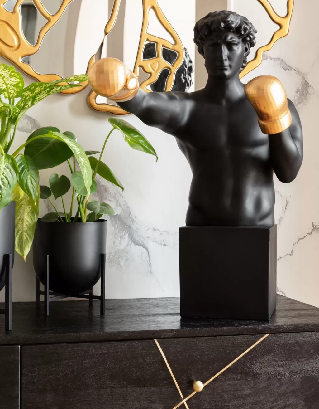 Sculpture Décorative Boxeur Balboa par KARE Design - Figurine Élégante 68 cm pour Intérieur Style Moderne
