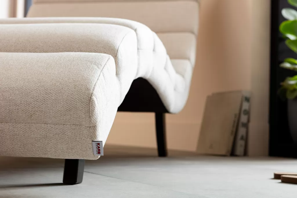 Fauteuil Relax Balou - Design Scandinave en Tissu Crème, 190 cm de Largeur - Collection KARE