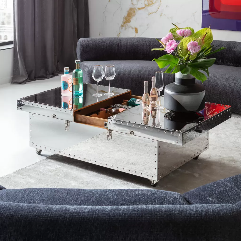 Table basse design Bar Vegas par KARE Design - Meuble élégant pour salon avec rangement intégré (120x75 cm)