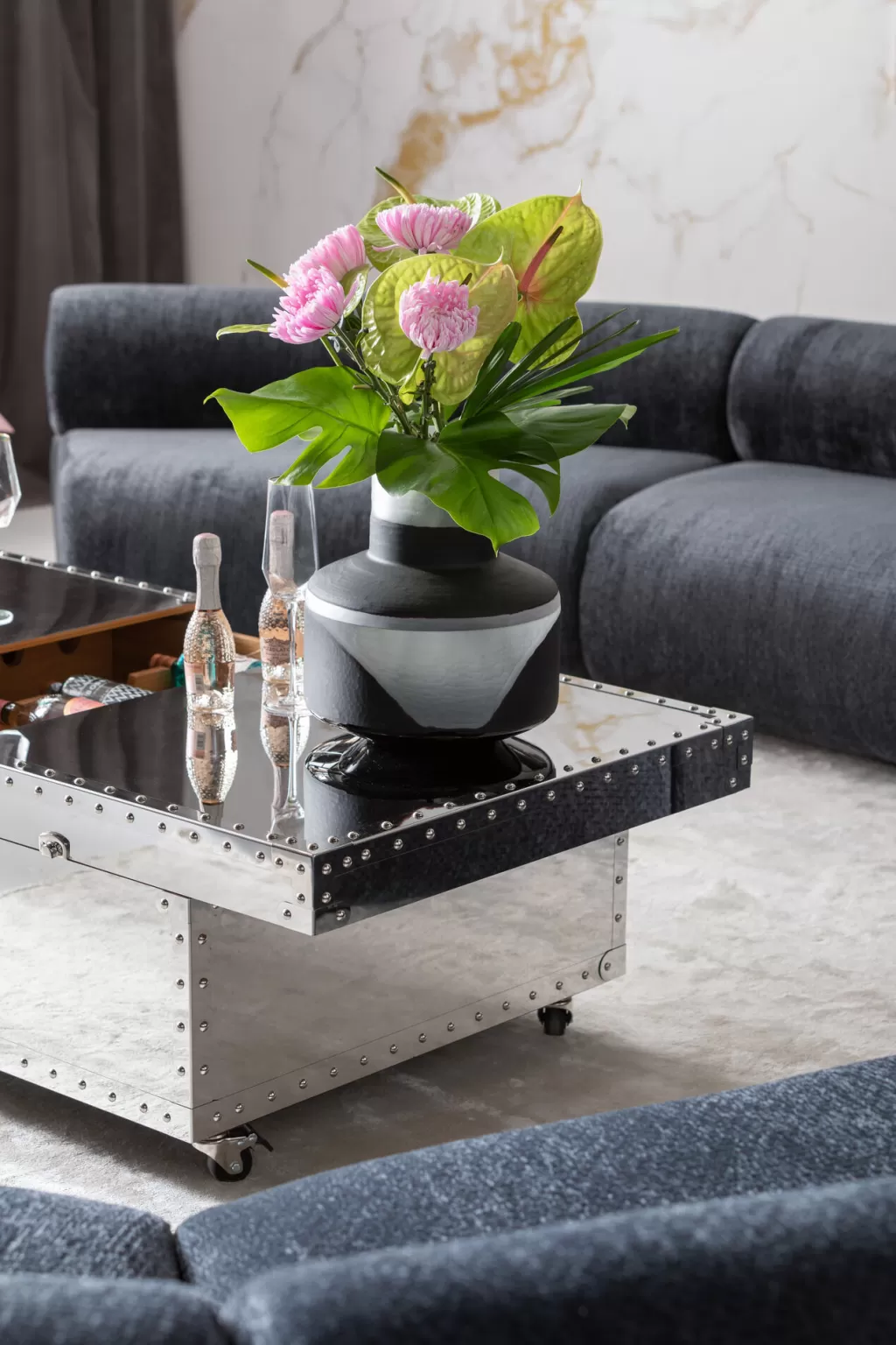 Table basse design Bar Vegas par KARE Design - Meuble élégant pour salon avec rangement intégré (120x75 cm)