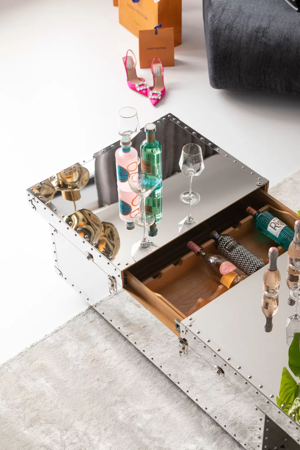 Table basse design Bar Vegas par KARE Design - Meuble élégant pour salon avec rangement intégré (120x75 cm)