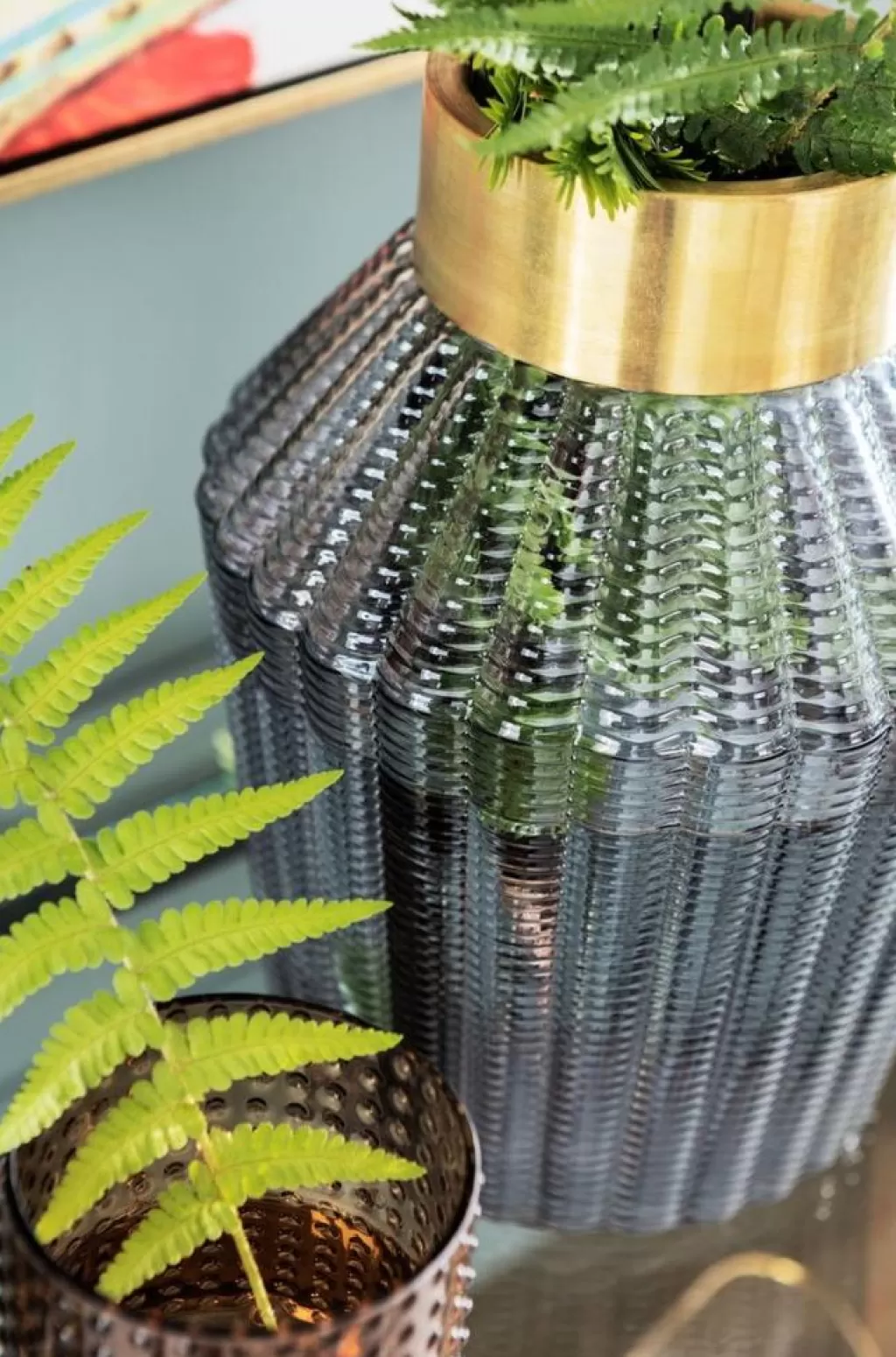 Vase design moderne Barfly - Gris anthracite 30 cm, idéal pour le salon - Création KARE Design