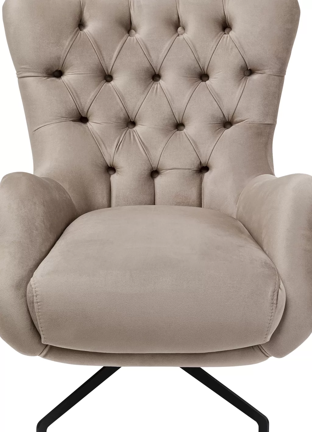 Fauteuil pivotant Bellissima en velours beige - Design intemporel et confort optimal par KARE