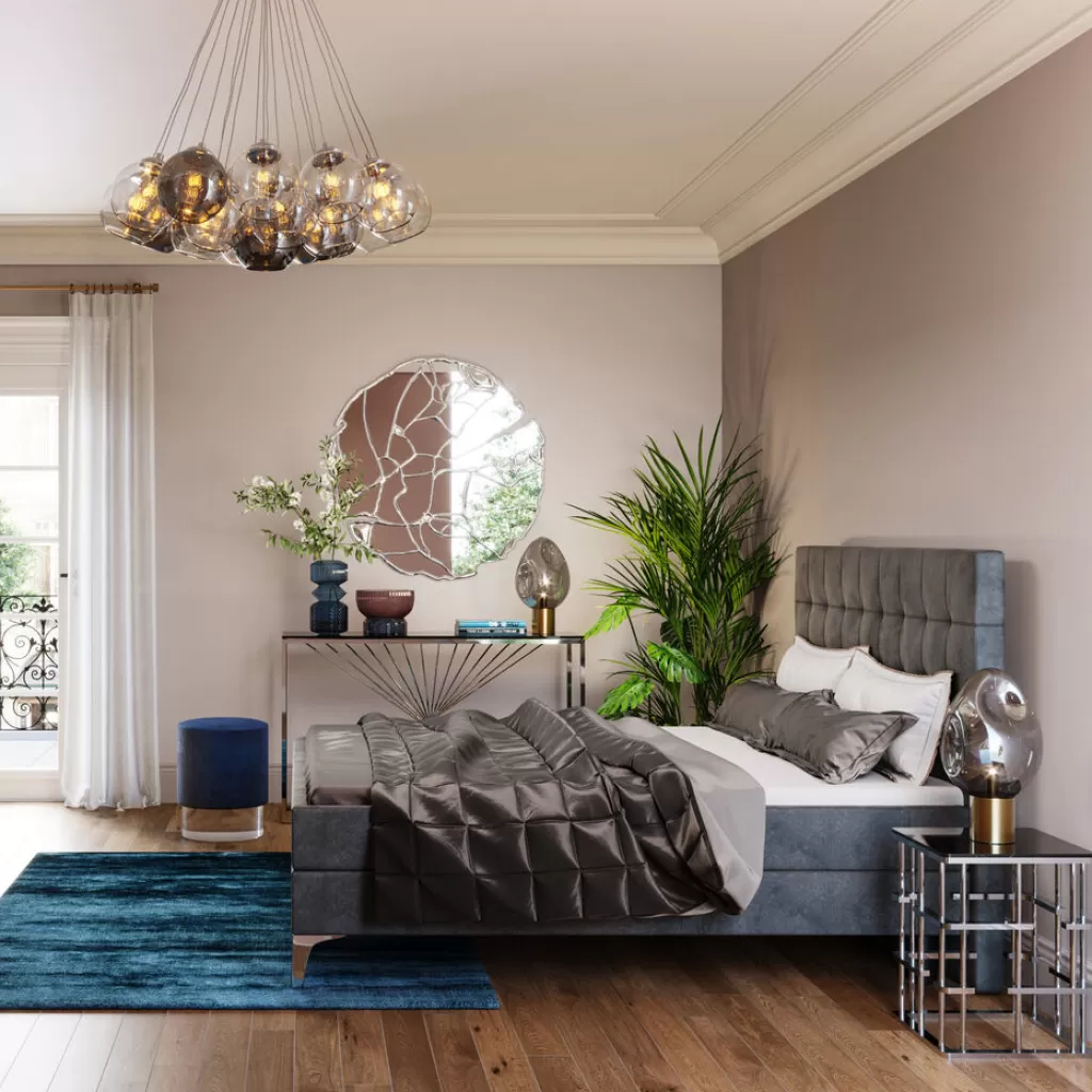 Lit design Benito Star par KARE - Modèle Élégant en Gris Anthracite, Dimensions Reine 180 x 200 cm, Structure Confortable pour Chambre Contemporaine