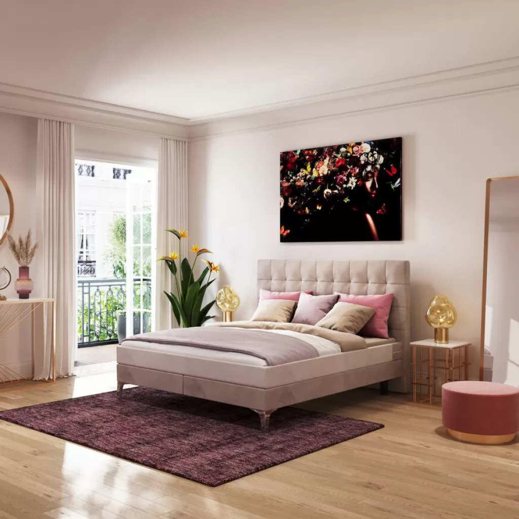 Lit double Benito Star édition design - Crème chaleureux - KARE Collection 160x200 cm