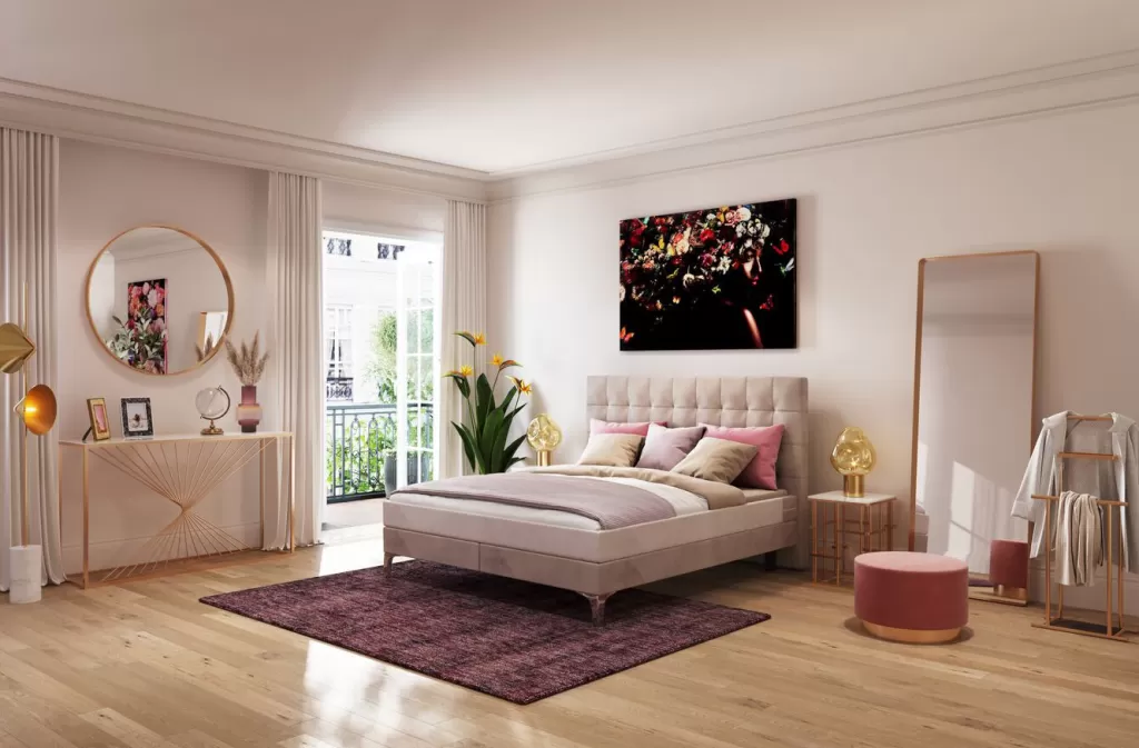 Lit double Benito Star édition design - Crème chaleureux - KARE Collection 160x200 cm