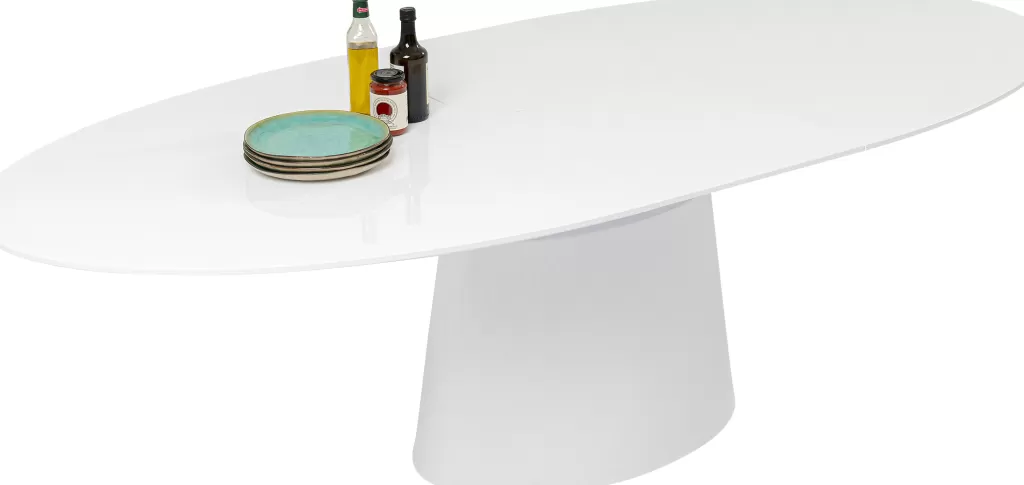 Table Extensible Benvenuto - Design Scandinave par KARE  
Blanc Pur - Plateau 200 cm (extension 50 cm) x 110 cm  
Structure Modulable pour Salle à Dîner Élégante