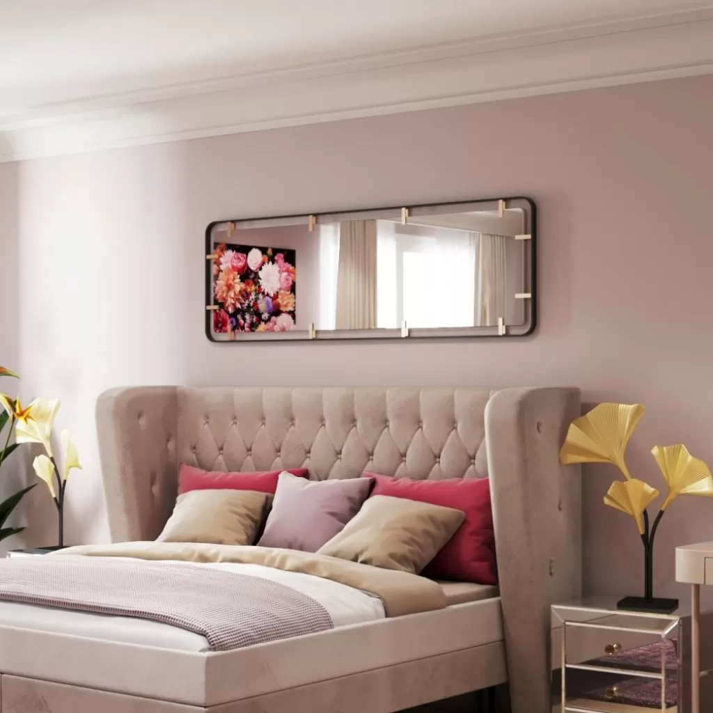 Miroir Décoratif Murale Betsy - Cadre Métal Doré Design KARE - Format Grand 55 x 165 cm - Décoration Contemporaine pour Intérieur