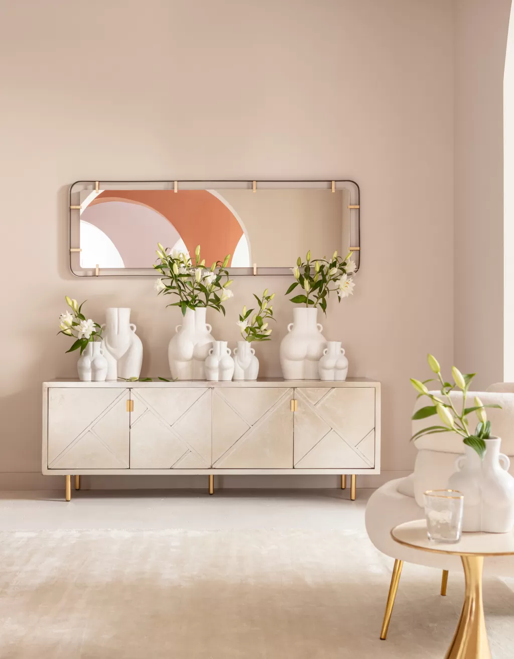 Miroir Décoratif Murale Betsy - Cadre Métal Doré Design KARE - Format Grand 55 x 165 cm - Décoration Contemporaine pour Intérieur