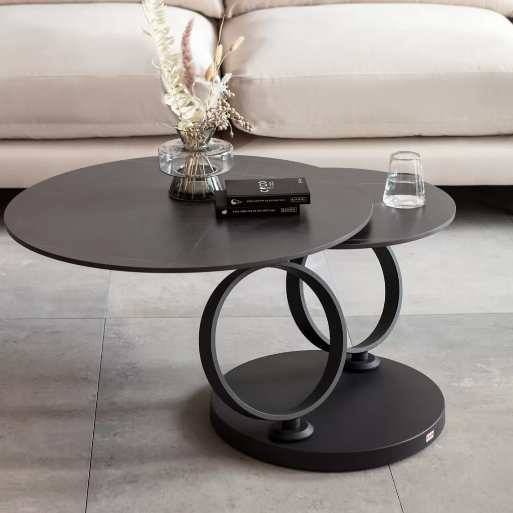 Table basse design Beverly - Modèle élégant en noir, dimensions 133 x 80 cm - KARE Design pour salon moderne