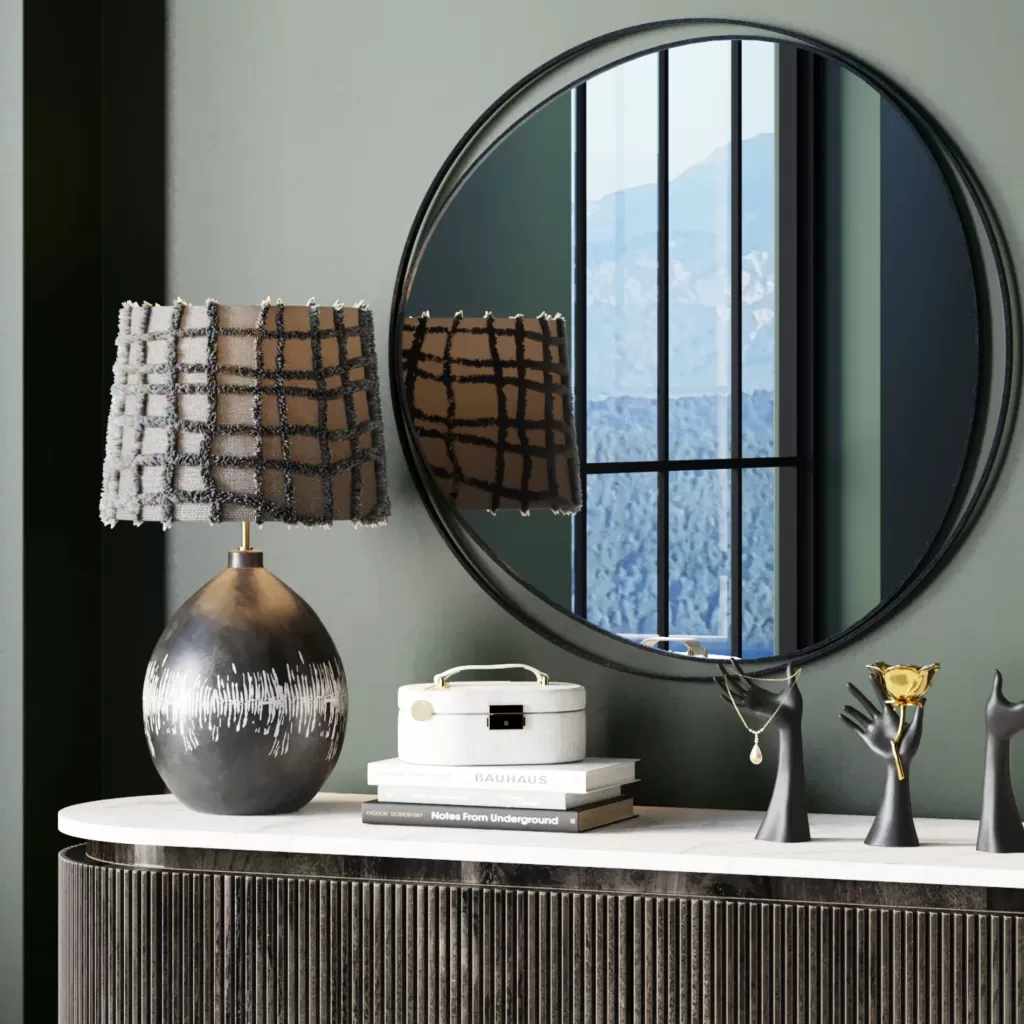 Miroir mural décoratif Bonita par KARE - Modèle contemporain en noir, diamètre 80 cm