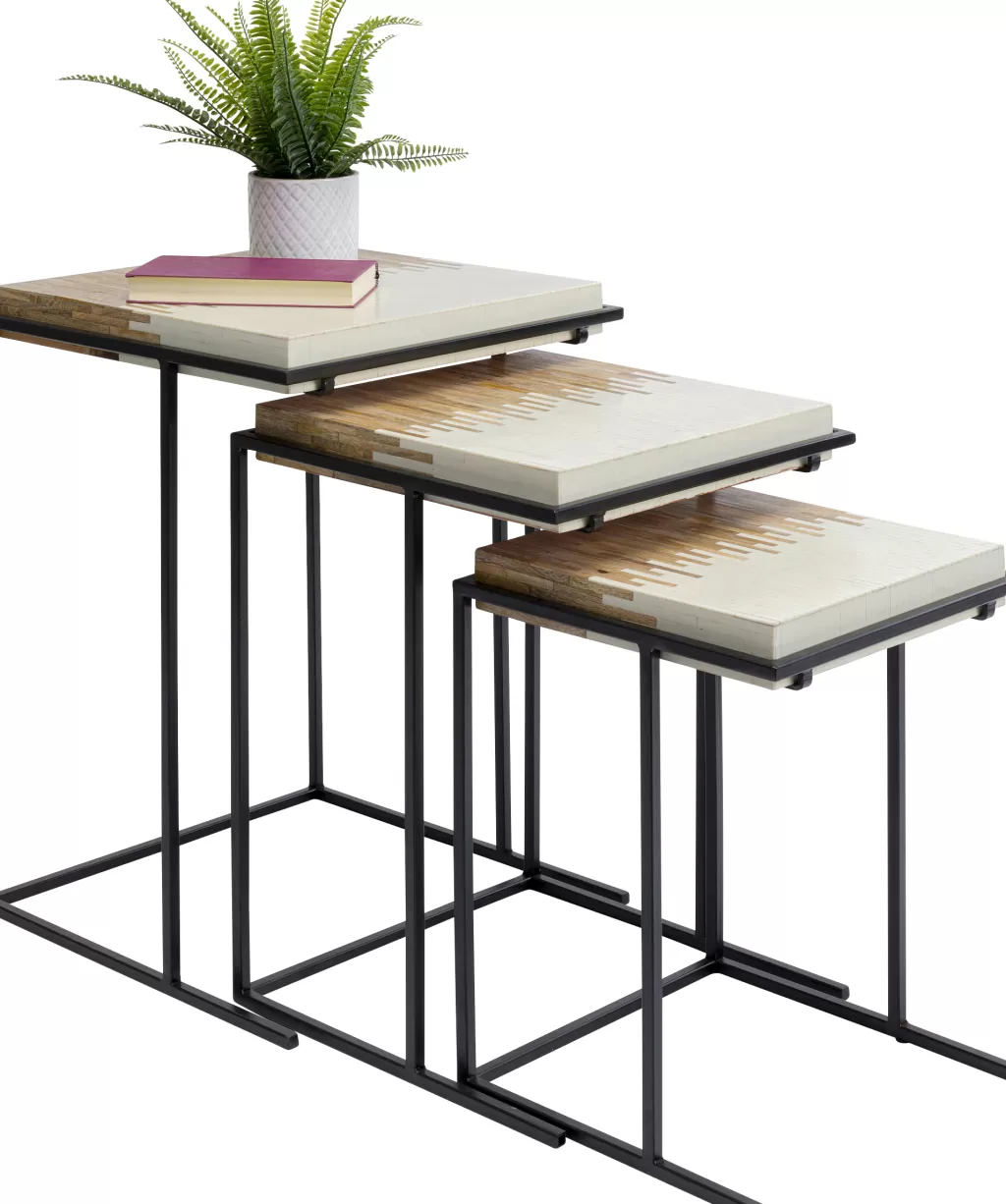 KARE Design – Collection Bora Bora | Lot de 3 tables d'appoint design pour salon – Style contemporain tropical