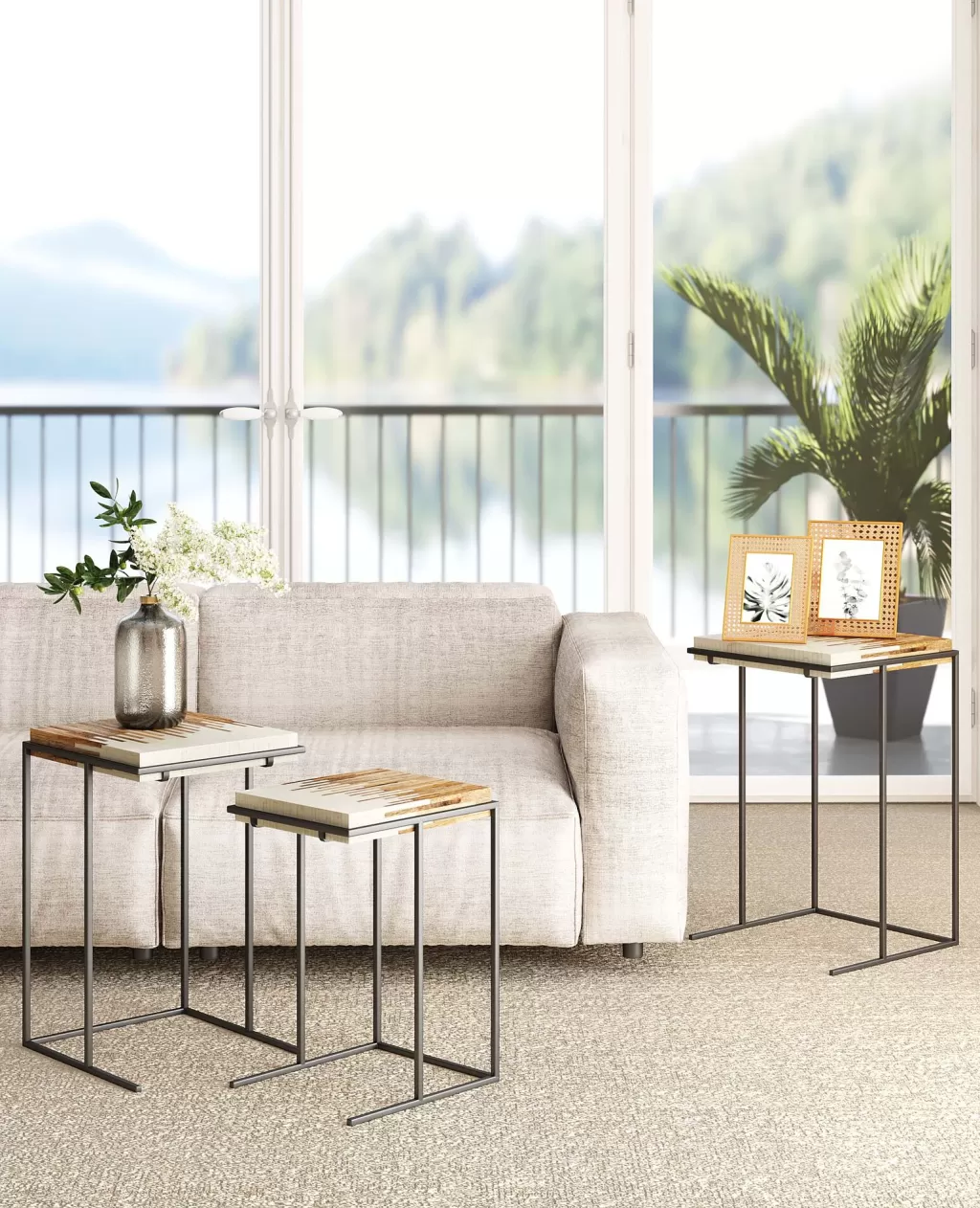 KARE Design – Collection Bora Bora | Lot de 3 tables d'appoint design pour salon – Style contemporain tropical
