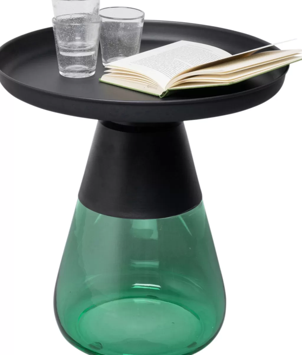 Table d'appoint design BOTTIGLIA – Élégance verte & noire – Diamètre 50 cm – Pièce maîtresse pour salon contemporain
