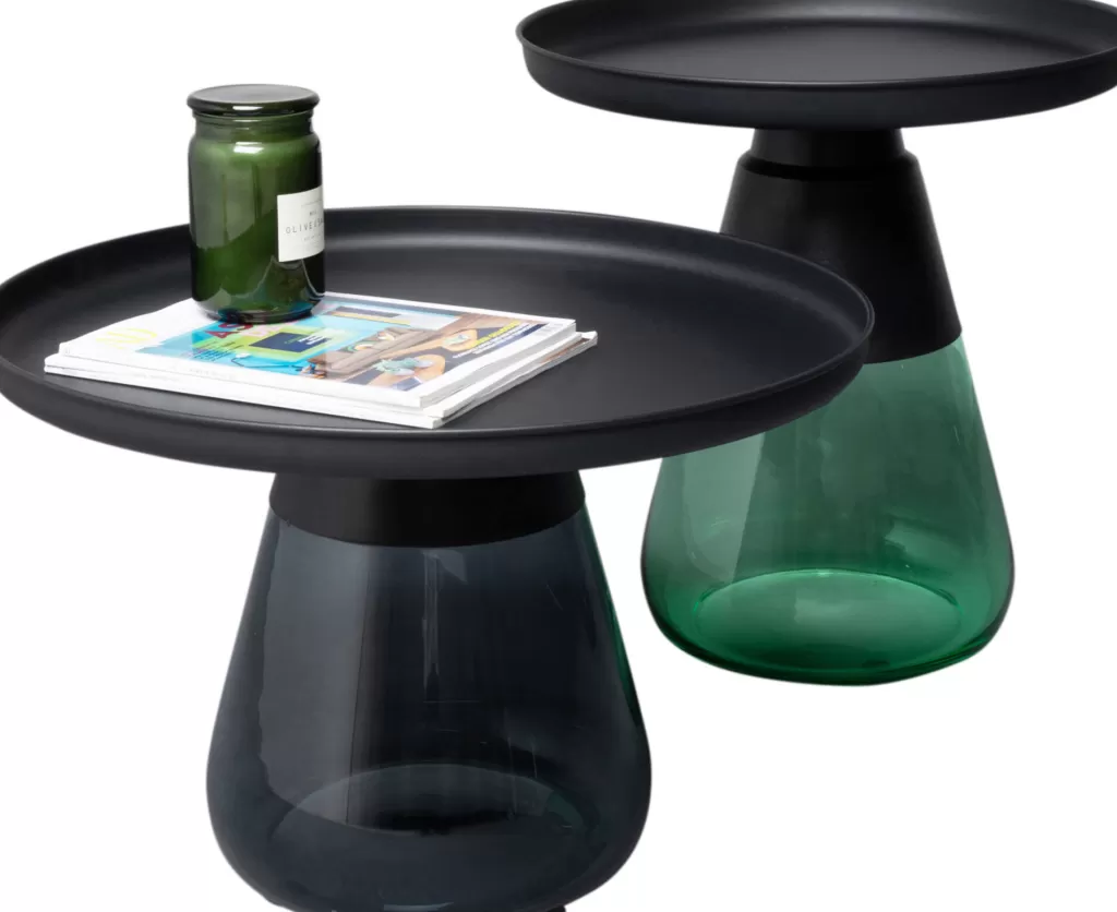 Table d'appoint design BOTTIGLIA – Élégance verte & noire – Diamètre 50 cm – Pièce maîtresse pour salon contemporain