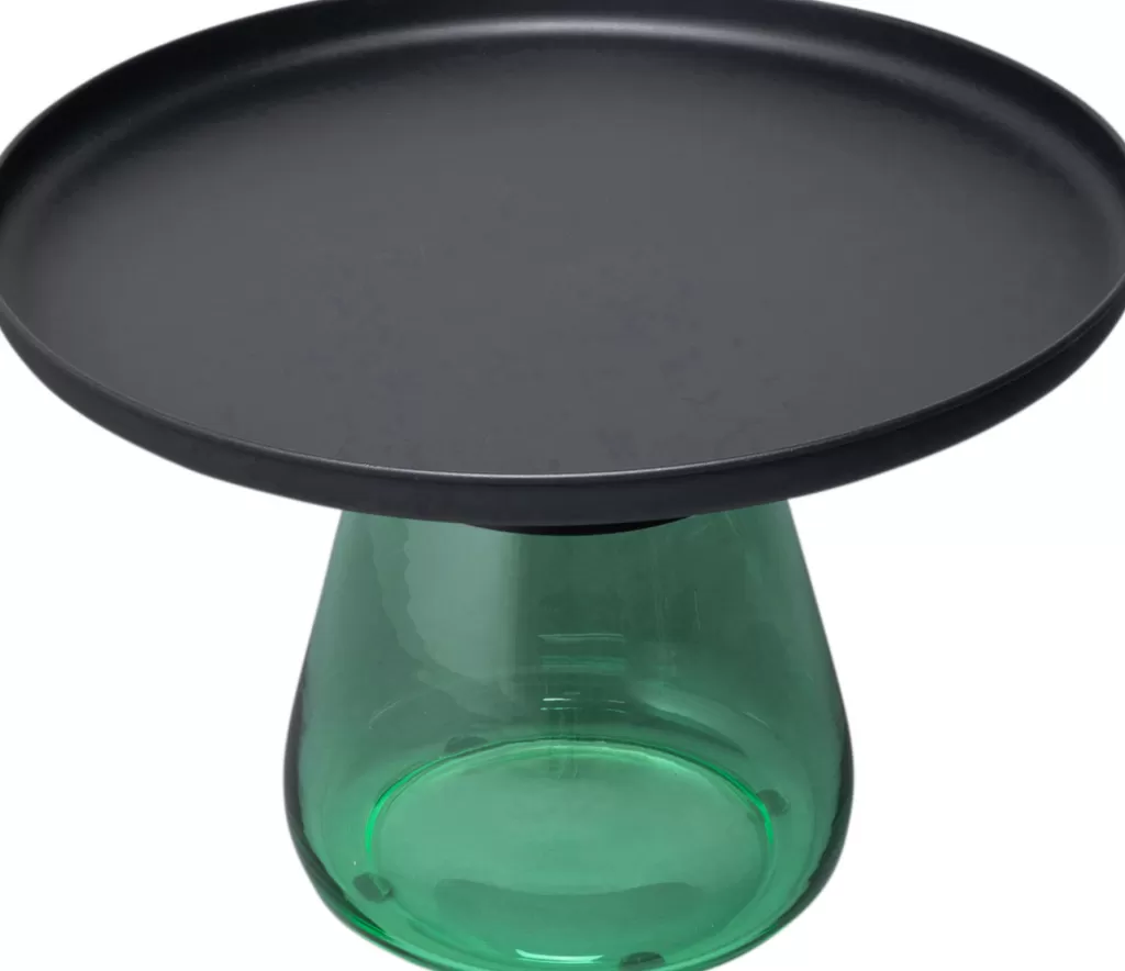 Table d'appoint design Bottiglia - KARE - Vert émeraude & Noir intense - Diamètre 60 cm - Complément idéal pour votre salon contemporain