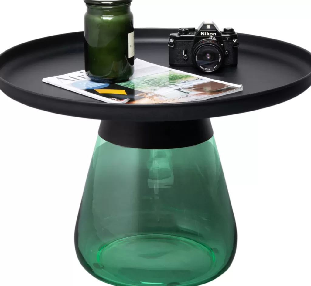 Table d'appoint design Bottiglia - KARE - Vert émeraude & Noir intense - Diamètre 60 cm - Complément idéal pour votre salon contemporain