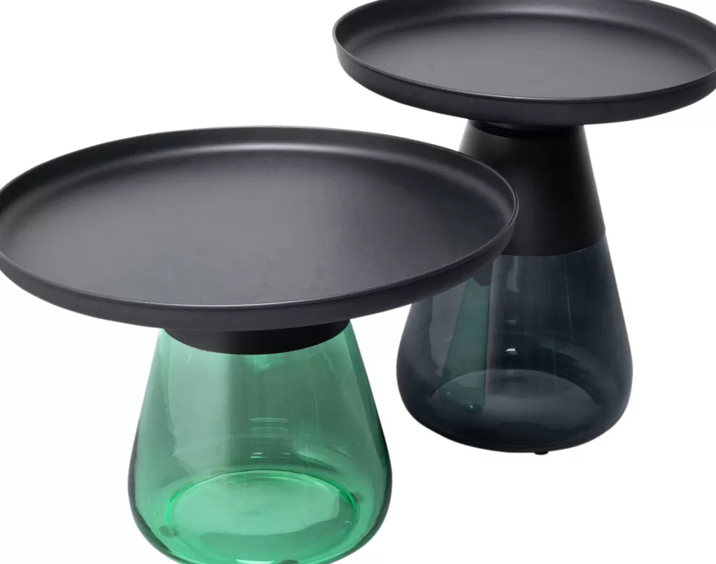 Table d'appoint design Bottiglia - KARE - Vert émeraude & Noir intense - Diamètre 60 cm - Complément idéal pour votre salon contemporain
