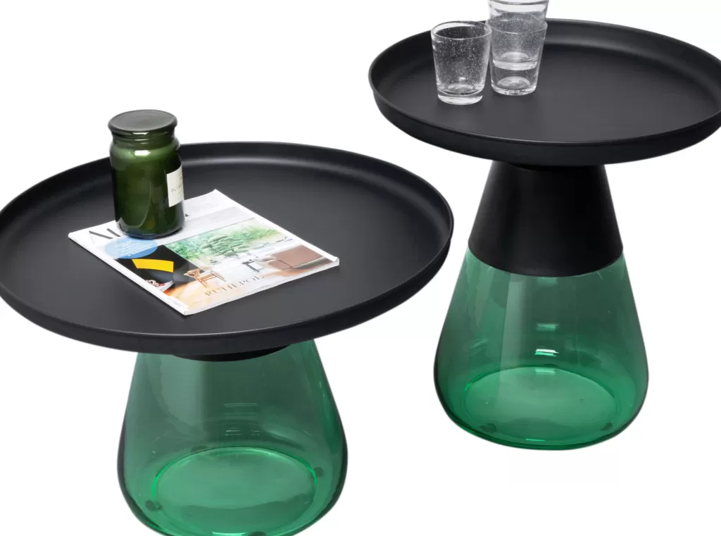 Table d'appoint design Bottiglia - KARE - Vert émeraude & Noir intense - Diamètre 60 cm - Complément idéal pour votre salon contemporain