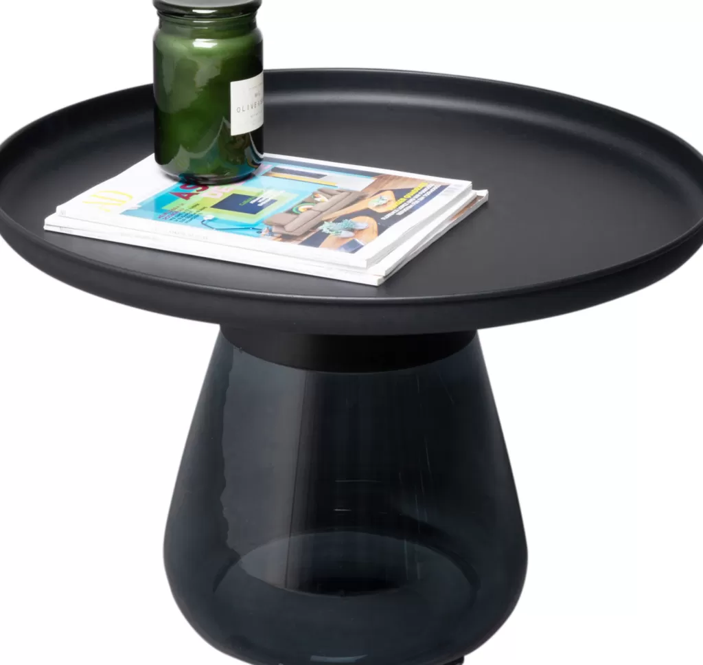 KARE Design - Table d'appoint fumée Bottiglia | Noir sophistiqué Ø60 cm pour salon contemporain