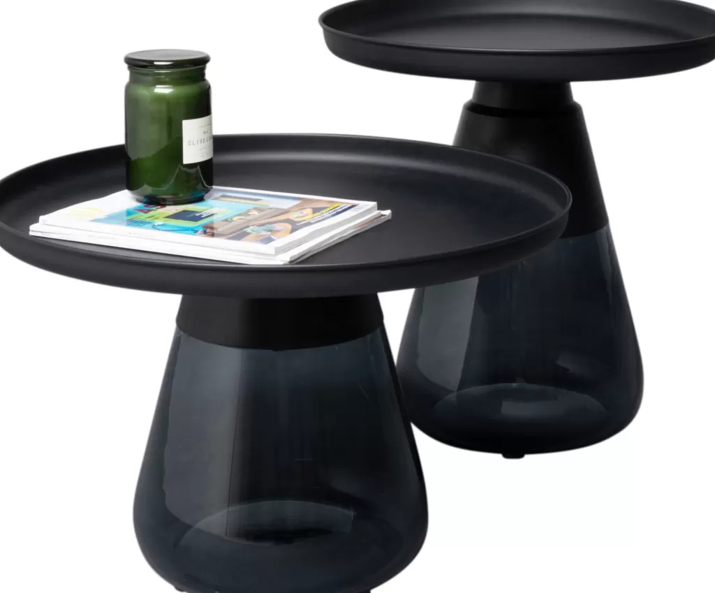 KARE Design - Table d'appoint fumée Bottiglia | Noir sophistiqué Ø60 cm pour salon contemporain