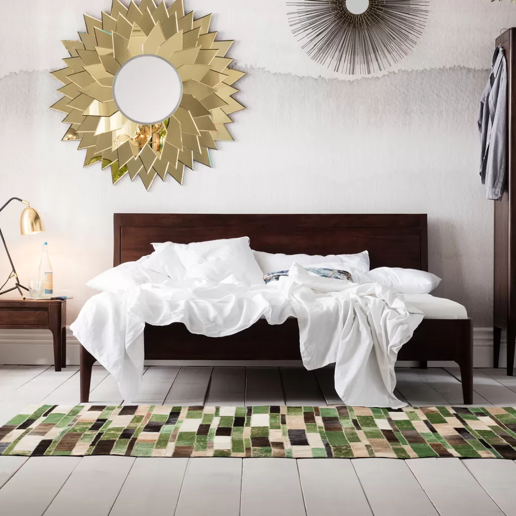 Tapis design moderne KARE - Motif Brique, Vert Sapin (170 x 240 cm)