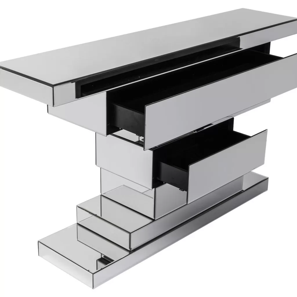 Console Design Brick Mirror par KARE - Structure en Verre Texturé pour Salon Élégant, Table d'Appoint Moderne avec Reflet Artistique
